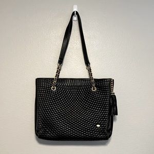 Bally Vintage Quilted Leather Purse, Black-Gold